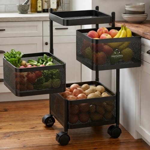 HomeWiz Square Kitchen Rack 3- Layer | Lifetime Usage Heavy Duty Steel
