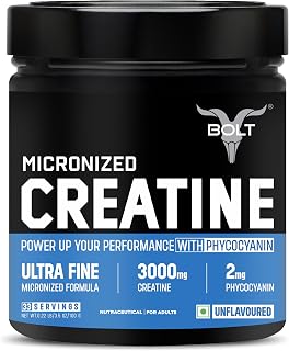Bolt Micronised Creatine Monohydrate | 100 gram,33 Servings| Unflavour