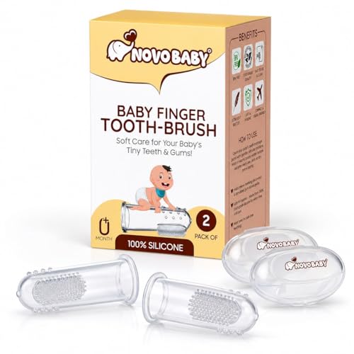 Novo Baby BPA-Free Silicone Baby Finger Toothbrush  Ideal for Gently M