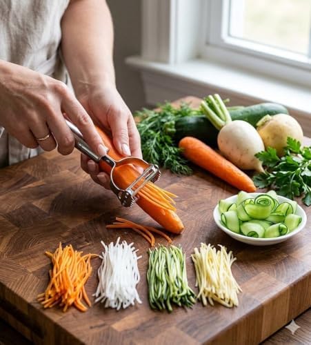 Stainless Steel Vegetable Peeler with Julienne Cutter, 2-in-1 Multipur