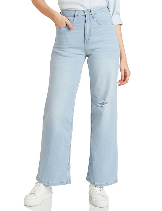Amazon Brand - Symbol Women Wide Leg Jeans (High Rise | Full Length) (