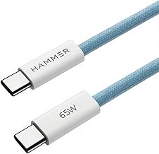 HAMMER Type C to Type C Cable 65W Braided, PD Fast Charging, Data Sync