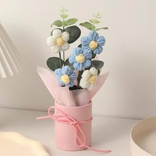 MPROW 1pcs Artificial Crochet Flower Bouquet/Artificial Flowers Bunch/
