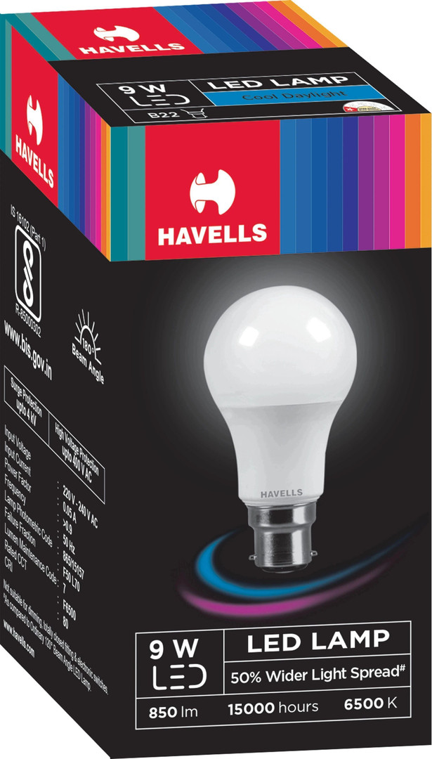 HAVELLS 9 W Basic Round B22 LED Bulb (White)