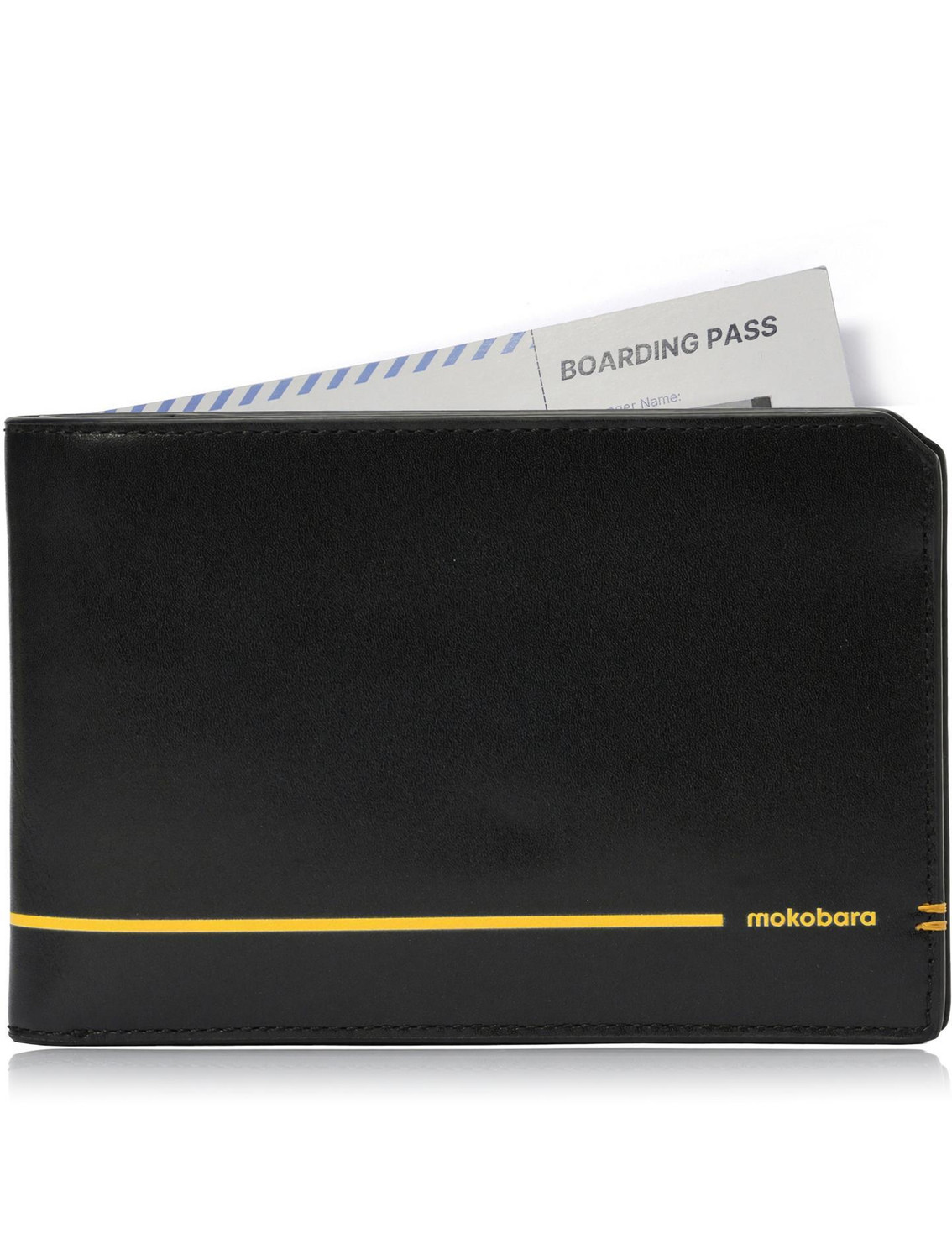 Mokobara Men & Women Travel Black Genuine Leather Document Holder