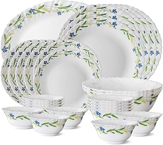 Fluted Series Cripper Opalware Dinner Set | 27 Piece for Family of 6 |