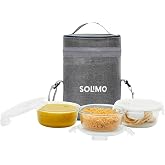 Amazon Brand - Solimo Borosilicate Glass Lunch Boxes | Set of 3 (400 m