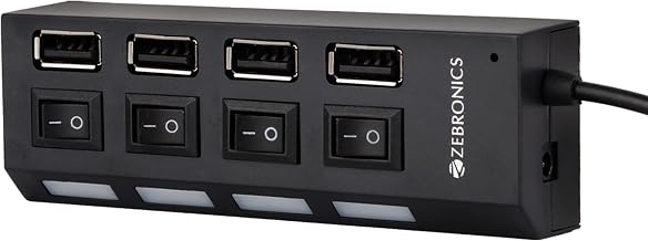 ZEBRONICS 150Hb 4 Port USB Hub with Dedicated On/Off Switch, Led Indic