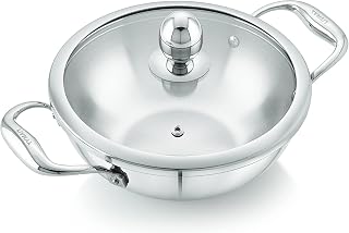 Tosaa Livmax Tri-ply Kadhai with Glass Lid 20 cm