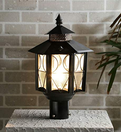 tu casa Balck Metal Shade with Black Metal-Iron Base Gate Light | Outd