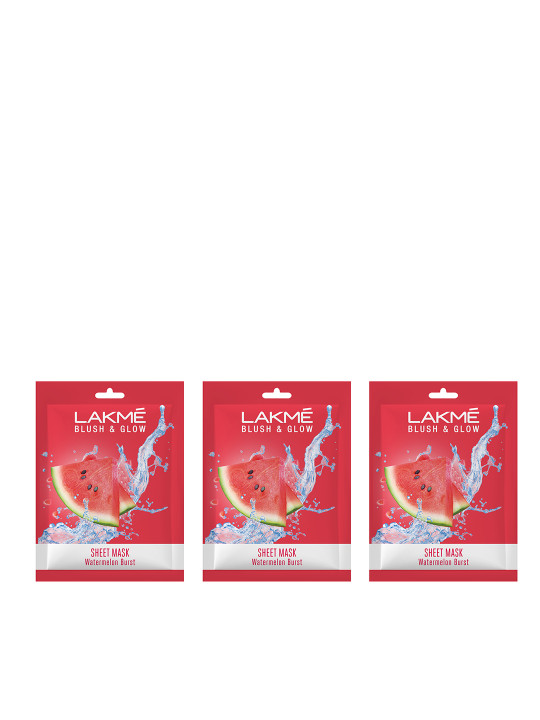Lakme Set of 3 Blush & Glow Watermelon Sheet Mask 25 ml each