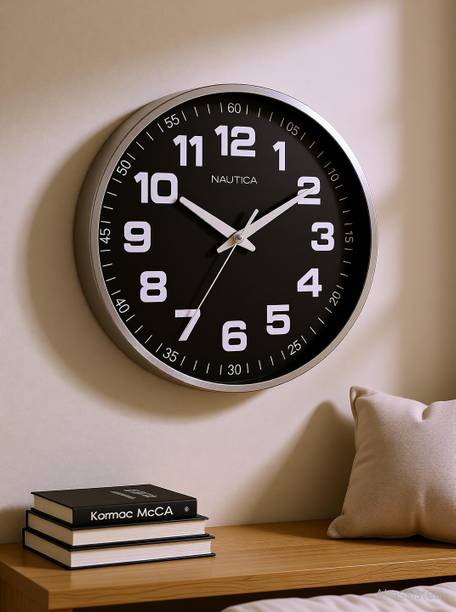 NAUTICA Analog 30 cm X 30 cm Wall Clock (Silver, With Glass, DIY Clock