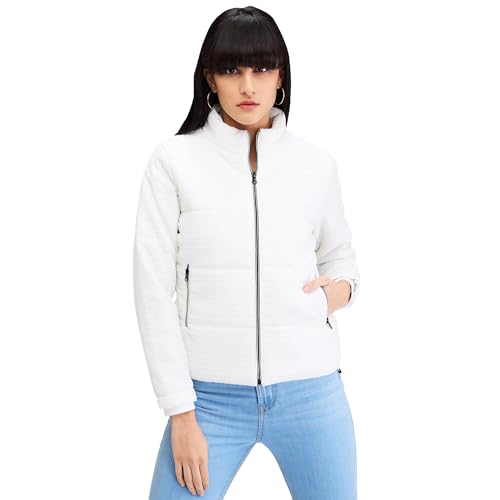 Spykar White Full Sleeves Solid Jacket for Women (Size: L)-WJKHW2BD003
