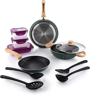 Crystal Aluminum 11 Pcs Non Stick Cookware Set with Induction Bottom |