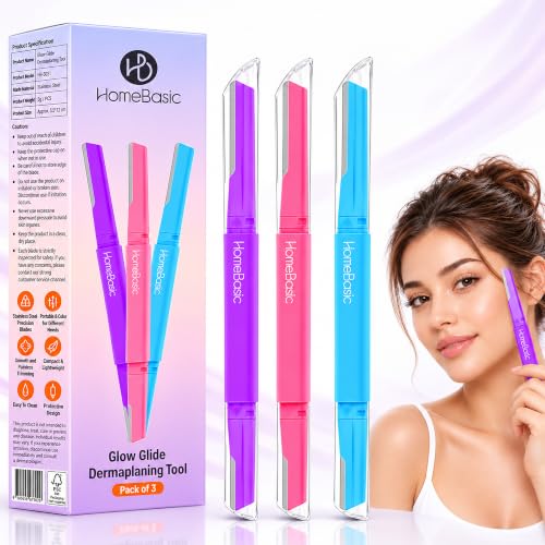 HomeBasic Face Razor for Women, Pack of 3 | Dual Blade Eyebrow Razor f