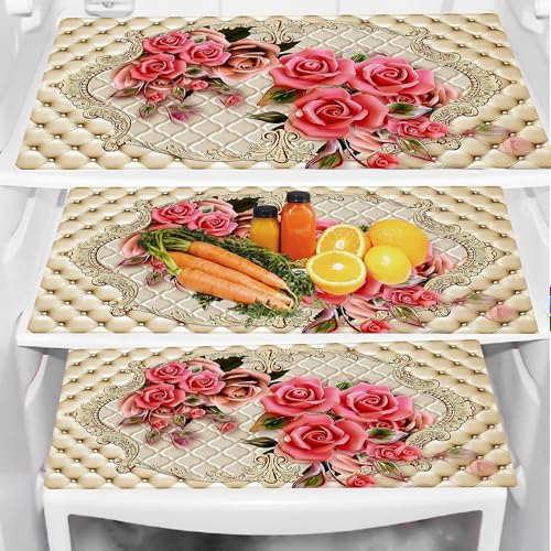 Cread Craft Multipurpose PVC Refrigerator Drawer Mat Set of 3 Pcs (12