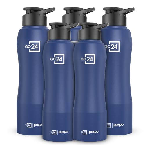 Go24 pexpo Stainless Steel Water Bottle Bistro Denim Blue 1000ml Pack