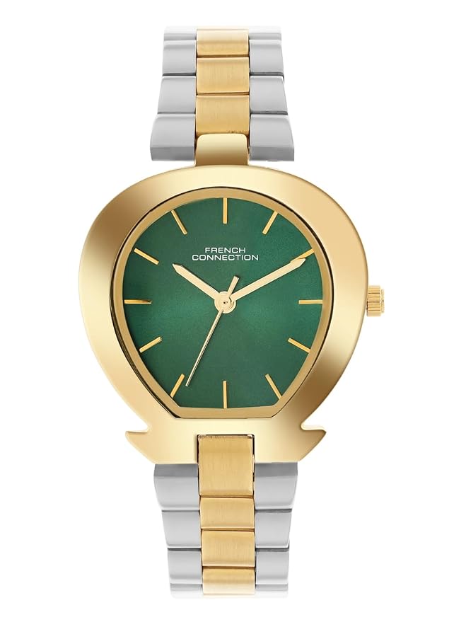French Connection Sunray Green Round Dial | Gold Two Tone Stainless St