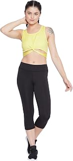 Clovia Women's Snug Fit Active Slim Fit Crop Top with Twist Knot
