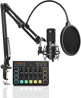 Streaming Bundle Kit | USB Condenser Mic & RGB Sound Card with Phantom