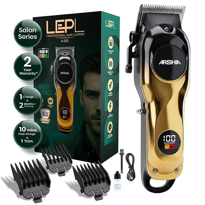 A-203 Professional Hair Clipper for Men, Cordless Hair Trimmer, Stainl