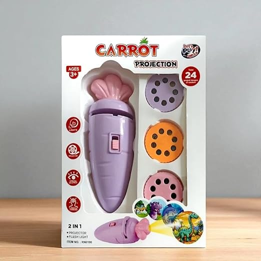 Carrot Projection Flashlight Toy for Kids | 2-in-1 Image Projector Tor