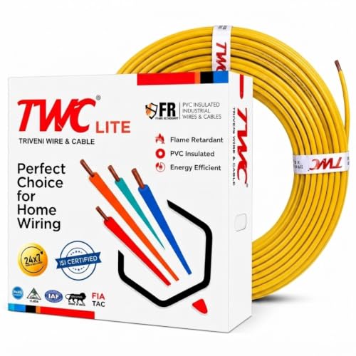 TWC Lite Yellow 1 SQMM 180 METER | Copper Wire | HRFR (Heat Resistant