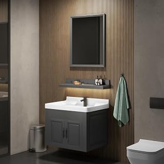 Bathroom Vanity Washbasin Cabinet with Mirror & Shelf | Wall Mounted W