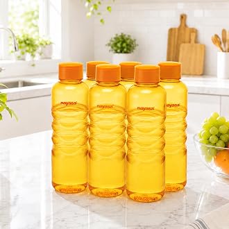 Nayasa Revello 1000 ML Pet Plastic Fridge Water Bottles Set of 6 | BPA