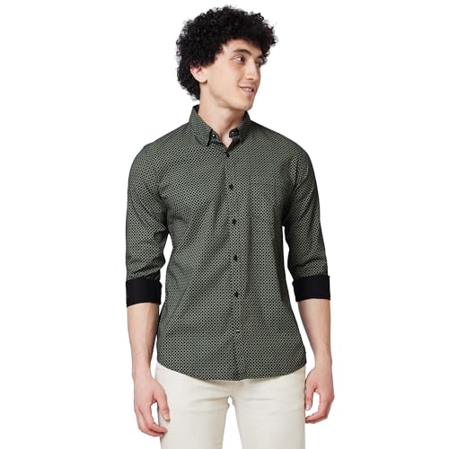 Spykar Black Printed Full Sleeve Shirt for Men (Size: XL)-MSHPS1BD011_