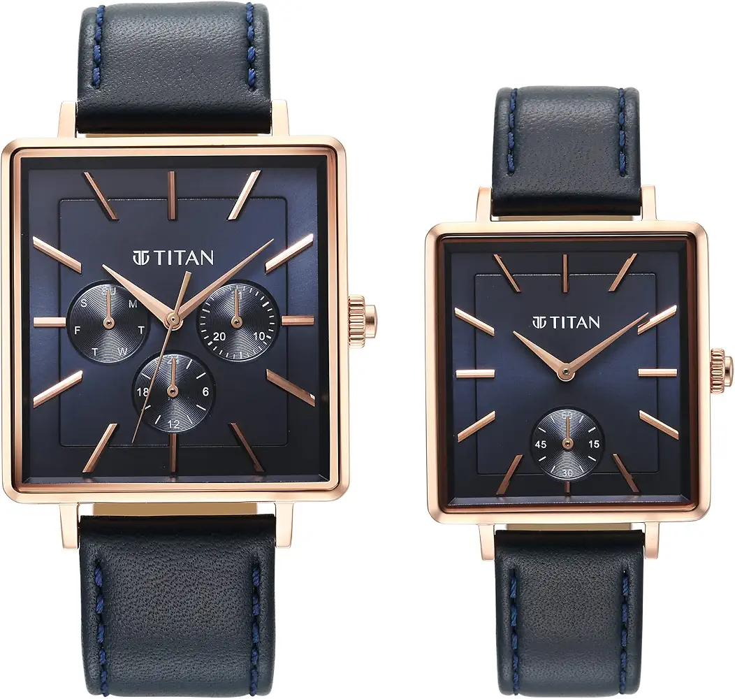 Titan Bandhan Black Dial Quartz Multifunction Leather Strap Watch for