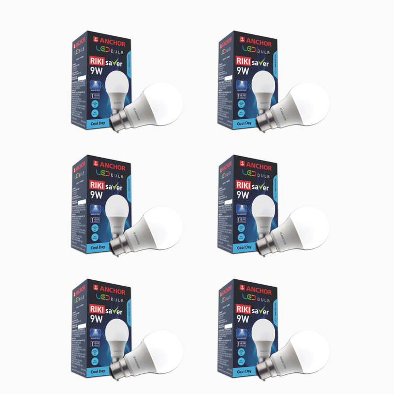ANCHOR 9 W Basic Standard B22 LED Bulb (White, Pack of 6)