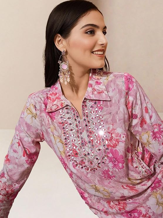 ishin Women Pink Rayon 2Pcs Kurta Set.. (INWKTAW24584_PN)