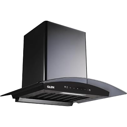 Glen Hood Senza Black Kitchen Chimney 60cm | 1200 m/hr Suction Capacit