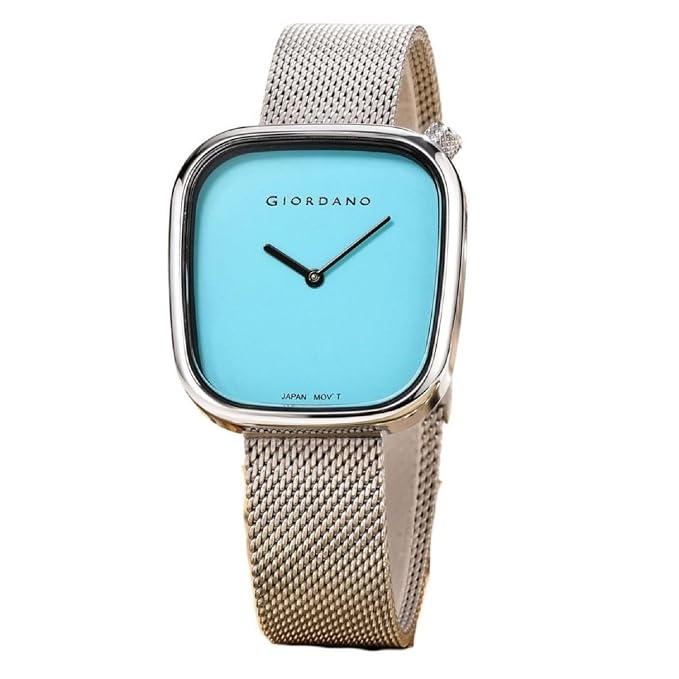 Giordano Analog Wrist Watch for Women with Stylish Metal Strap, Square