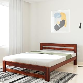 Amazon Brand - Solimo Kaimbe Queen Size Solid Sheesham Wood Bed Withou