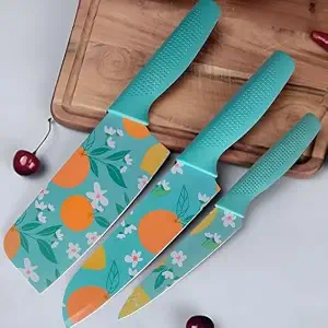 Professional Kitchen Knife Set, 3-Piece, Blue Chef Knives, Ergonomic H