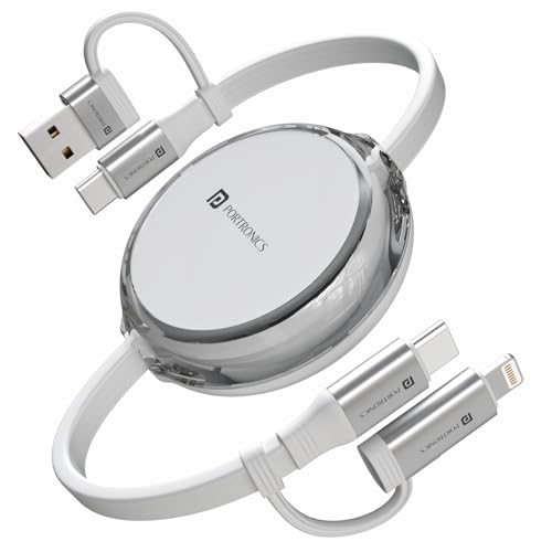 Portronics 60W Quadline 4-In-1 Multifunctional Fast Charging Retractab