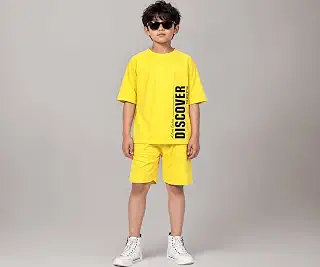 Boys 100% Cotton Oversized T-Shirt Shorts Clothing Set | Kids Co-Ord S