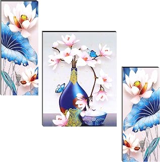 Indianara Set of 3 Abstract Flowers Art MDF Art Painting (4108FL) with