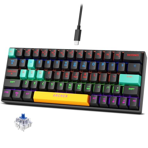 Archer Tech Lab Wired Mechanical Gaming Keyboard| 60% Compact, 63 Keys