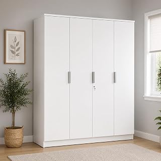 Nilkamal Joyce 4 Door Wooden Wardrobe for Bedroom | 3 Year Warranty |