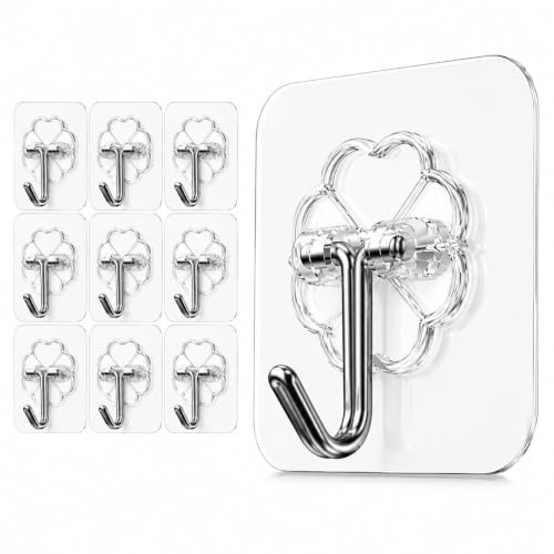 HOMOKIT 10 Pcs Self Adhesive Wall Hooks for Hanging, Heavy Duty Sticky
