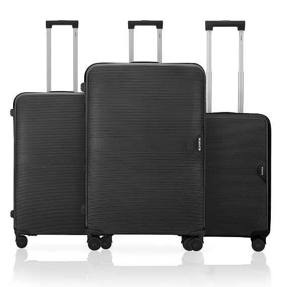 HRX Parabola 3-Piece Luggage Set Haileys Black Polypropylene Hard Shel