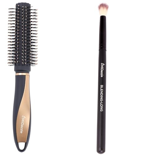 Midazzle Premium Round Hair Brush and Blending Makeup Brush Set, 2 Pie