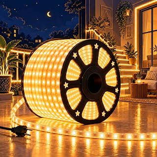 LED Rope Light 100 Meter Warm White | Decorative Lighting for Diwali,