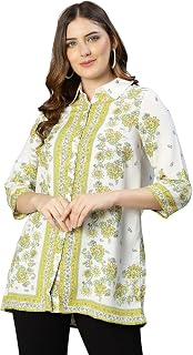 Brillant Scarf White Floral Printed Women Shirt