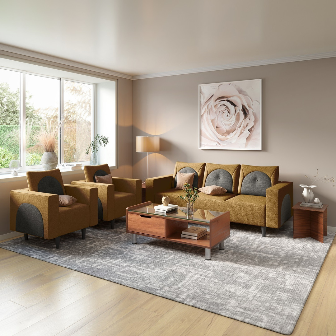 Interio by Godrej Cresco Premium Quality Fabric 3 + 1 + 1 Sofa Set (Ca