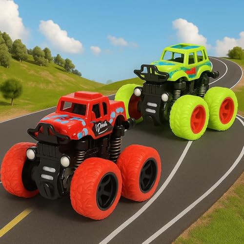 GRAPHENE Pack of 2 4x4 Monster Truck Toy Set for Boys 3-7 Years Old 4W