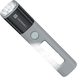 Portronics Eco Glow 2 Tactical Rechargeable Flashlight Torch for Car &